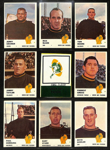 1961 FLEER Football Cards Green Bay Packers Complete Team Set (10) 200313