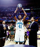 Glen Rice Signed Charlotte Hornets Black Pinstriped Jersey (JSA COA) 3xAll Star