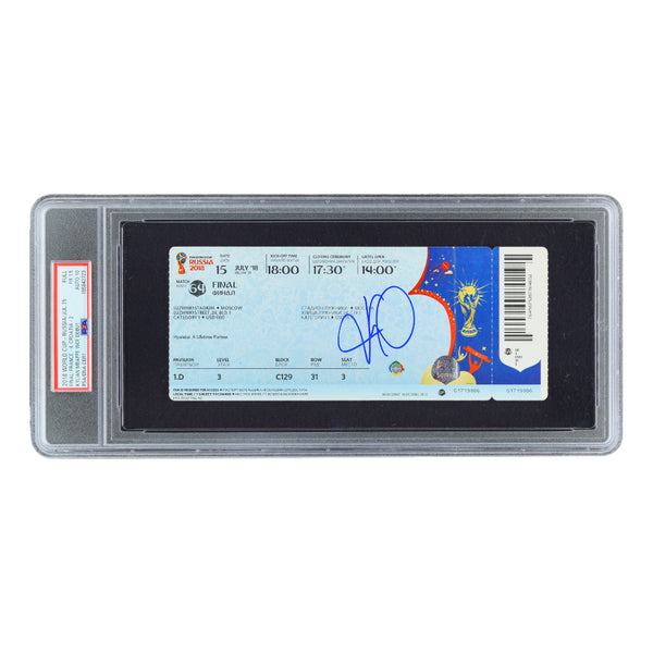 Kylian Mbappe Signed 2018 World Cup Final Official Ticket - PSA 1.5 AUTO 10