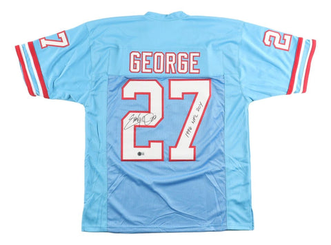 Eddie George Tennessee Signed Light Blue Football Jersey 1996 NFL ROY BAS