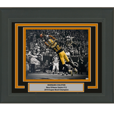 Framed Autographed/Signed Marques Colston Saints 16x20 Football Photo JSA COA #2