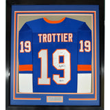 FRAMED Signed BRYAN TROTTIER HOF 97 35x39 NY Blue Jersey JSA COA