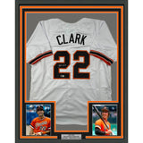 Framed Autographed/Signed Jack Clark 35x39 San Francisco White Jersey JSA COA
