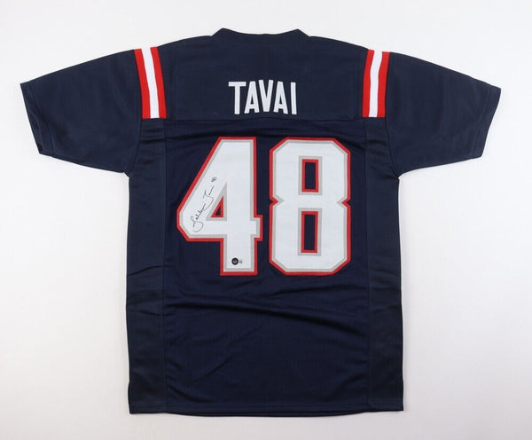 Jahlani Tavai Signed New England Patriots Jersey (Beckett) 2019 2nd Round Pck LB