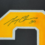 FRAMED Signed GERRY CHEEVERS HOF 35x39 Boston Black Jersey JSA COA