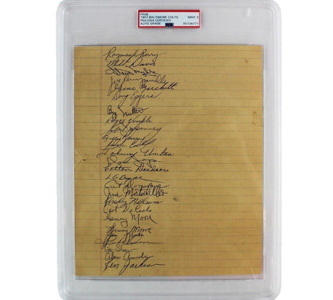 Multi-Signed 1956 Baltimore Colts Mint 9 Graded Encapsulated Team Signed Sheet