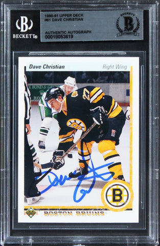 Bruins Dave Christian Authentic Signed 1990 Upper Deck #61 Card BAS Slabbed