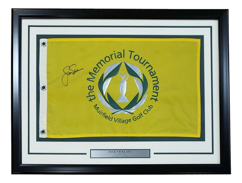Jack Nicklaus Signed Framed The Memorial Tournament Golf Flag BAS AC22600