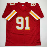 Autographed/Signed Tamba Hali Kansas City Red Football Jersey Beckett BAS COA