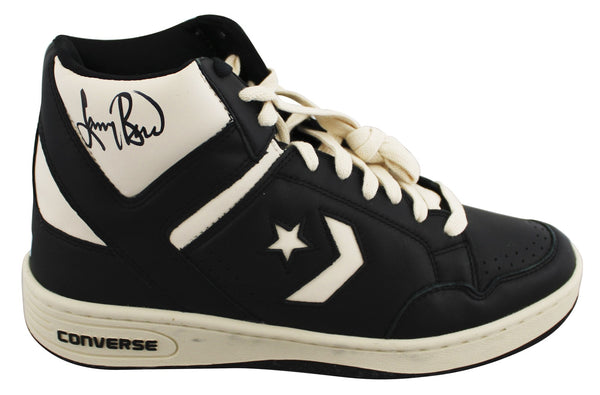 Celtics Larry Bird Signed Right Black & White Converse Weapon Shoe BAS Witnessed