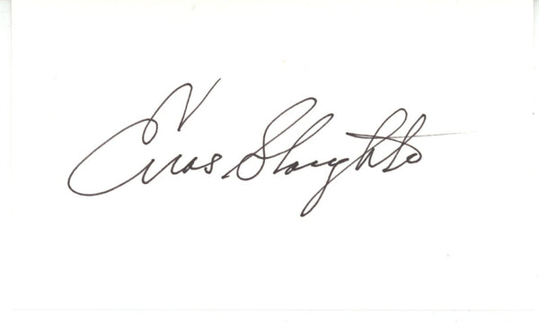 Enos Slaughter Autographed/Signed New York Yankees Index Card Beckett 56536