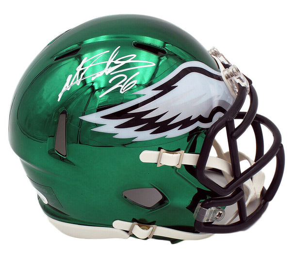 chrome football helmets for sale Miles Sanders Signed Philadelphia Eagles Speed Chrome NFL Mini Helmet – Super Sports Center