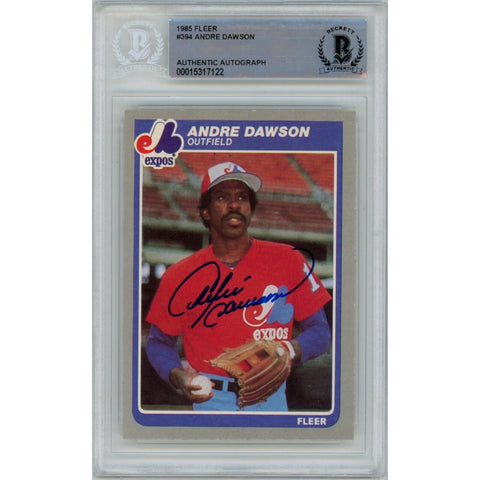 Andre Dawson Autographed 1985 Fleer #394 Card Beckett 46359