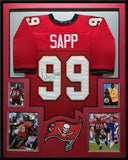 FRAMED TAMPA BAY BUCCANEERS WARREN SAPP AUTOGRAPHED SIGNED JERSEY BECKETT HOLO