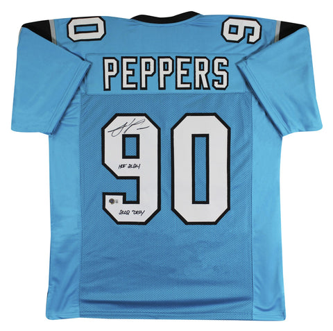 Julius Peppers "HOF 2024, 2002 DROY" Signed Teal Pro Style Jersey BAS Witnessed