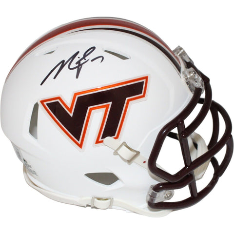 Michael Vick Autographed Virginia Tech Mini Helmet Matte White BAS 42222