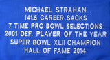 Michael Strahan HOF Signed Giants Custom Football Stats Jersey Beckett XHC72