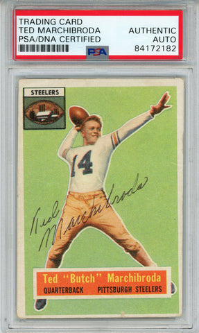 Ted Marchibroda Autographed 1956 Topps #51 Trading Card PSA Slab 43636