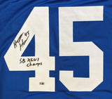 Henry Hynoski New York Signed Blue Football Jersey SB XLVI Champs SI COA