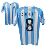 Javier Zanetti Signed Argentina FC Home Soccer Jersey #8 with Beckett COA