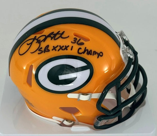 Packers LEROY BUTLER Signed Riddell Speed Mini Helmet AUTO w/SB XXXI Champ - BAS