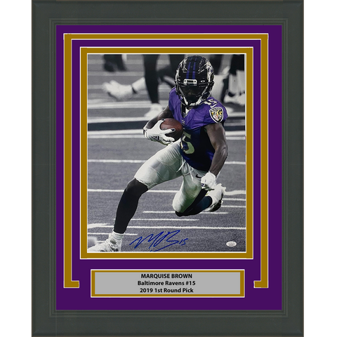 Framed Autographed/Signed Marquise Brown Baltimore Ravens 16x20 Photo JSA COA #4