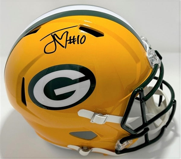 Packers Quarterback JORDAN LOVE Signed Full Size Replica Speed Helmet AUTO - BAS