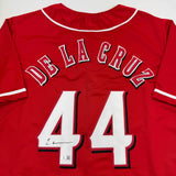 Autographed/Signed Elly De La Cruz Cincinnati Red Baseball Jersey Beckett COA