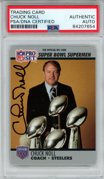 Chuck Noll Signed 1990 Pro Set #29 Trading Card PSA Slab 42630