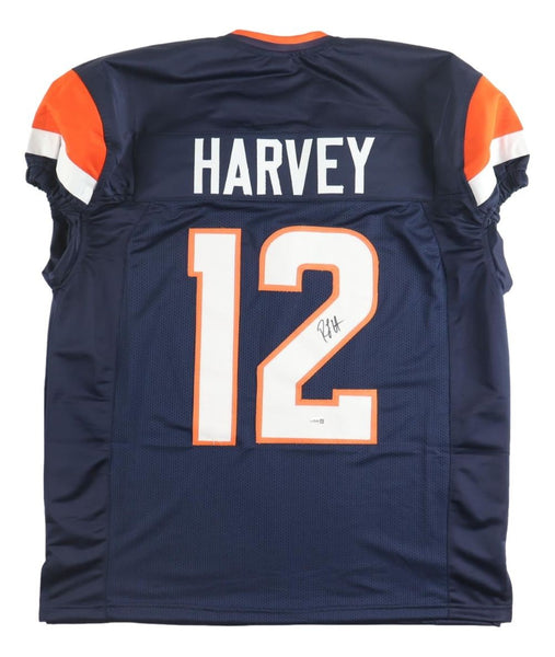 RJ Harvey Denver Signed Navy Blue Football Jersey JSA QR Hologram