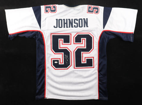 Ted Johnson Signed New England Patriots Jersey (JSA) 3xSuper Bowl Champion / LB