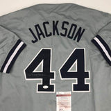 Autographed/Signed REGGIE JACKSON New York Grey Jersey JSA COA Auto