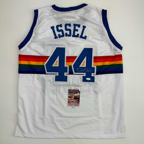 Autographed/Signed Dan Issel Denver White Retro Rainbow Jersey JSA COA