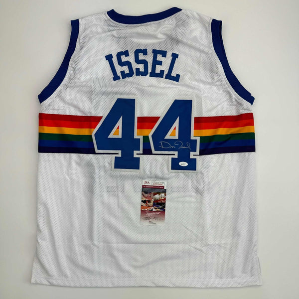 Autographed/Signed Dan Issel Denver White Retro Rainbow Jersey JSA COA