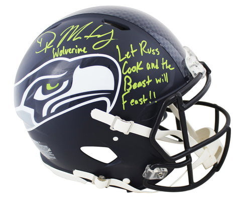Seahawks DK Metcalf 2x Insc Signed Full Size Speed Proline Helmet BAS Witness