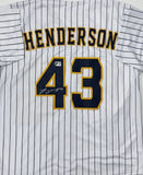 LOGAN HENDERSON Signed Custom Replica Pinstripe Brewers Jersey AUTO - BAS