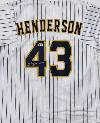 LOGAN HENDERSON Signed Custom Replica Pinstripe Brewers Jersey AUTO - BAS