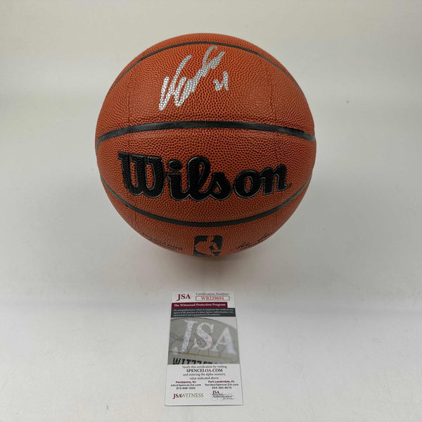 Autographed/Signed Dominique Wilkins Hawks Full Size Wilson JSA COA
