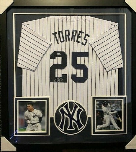 Gleyber Torres Signed New York Yankees 36" x 39" Framed Jersey (Beckett COA)