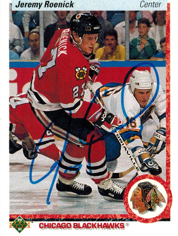 JEREMY ROENICK Autographed Blackhawks 1990 Upper Deck Rookie RC Card #63 - SS