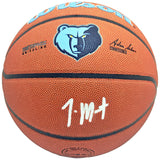 JA MORANT AUTOGRAPHED COMPOSITE LEATHER GRIZZLIES LOGO BASKETBALL BECKETT 218618