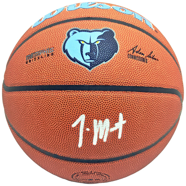 JA MORANT AUTOGRAPHED COMPOSITE LEATHER GRIZZLIES LOGO BASKETBALL BECKETT 218618