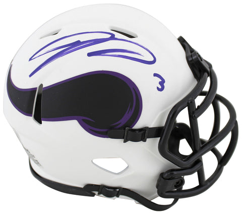 Vikings Jordan Addison Authentic Signed Lunar Speed Mini Helmet BAS Witnessed