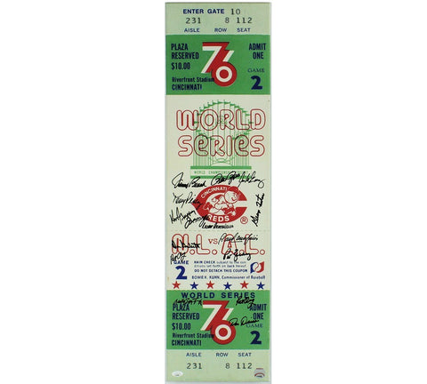 Johnny Bench Tony Perez Signed Cincinnati Red Signed 76 World Series Mega Ticket