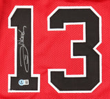 Joakim Noah Signed Chicago Bulls Red Jersey (Beckett) Ex-Florida Gator Center