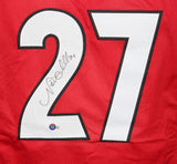 Nick Chubb Autographed/Signed College Style Red XL Jersey Beckett 39015