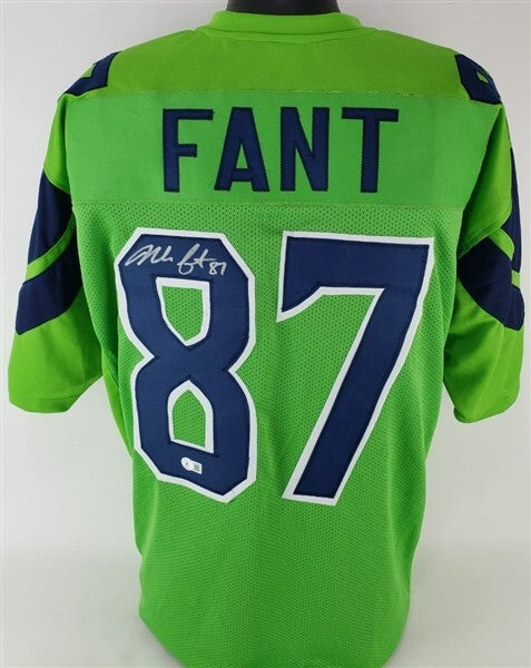 Noah Fant Signed Seattle Seahawks Jersey (Beckett) 2019 1st Round Draft Pck T.E