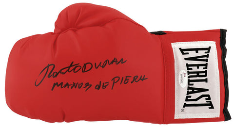 Roberto Duran Signed Everlast Red Boxing Glove w/Manos De Piedra - (JSA)