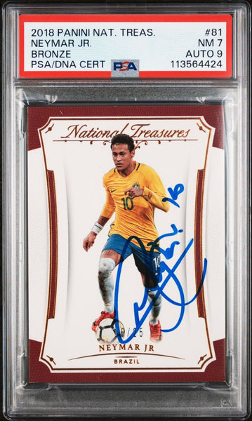 Neymar Jr Signed 2018 Panini National Treasures Bronze /25 - PSA 7 AUTO 10