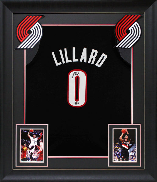 Damian Lillard Authentic Signed Black Dame Time Pro Style Framed Jersey BAS